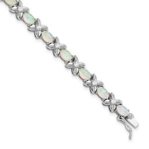 Sterling Silver X and O Created Opal Bracelet